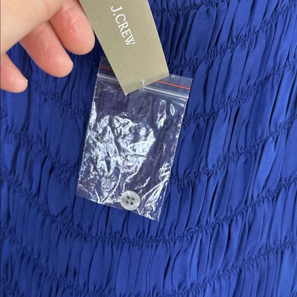 NEW J. Crew Smocked Midi Dress Blue Medium Flowy Adjustable Straps Fit & Flare - Picture 11 of 16